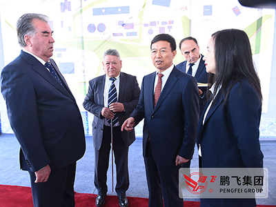 董事长王家安陪同塔吉克斯坦总统埃莫马利·拉赫蒙出席由世界杯总承包该国日产3300吨水泥生产线EP项目奠基仪式